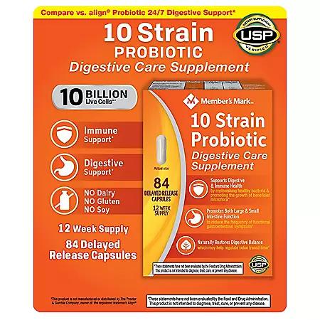 Member's Mark 10 Strain Probiotic Digestive Care Supplement (84 ct.)商品第1张图片规格展示