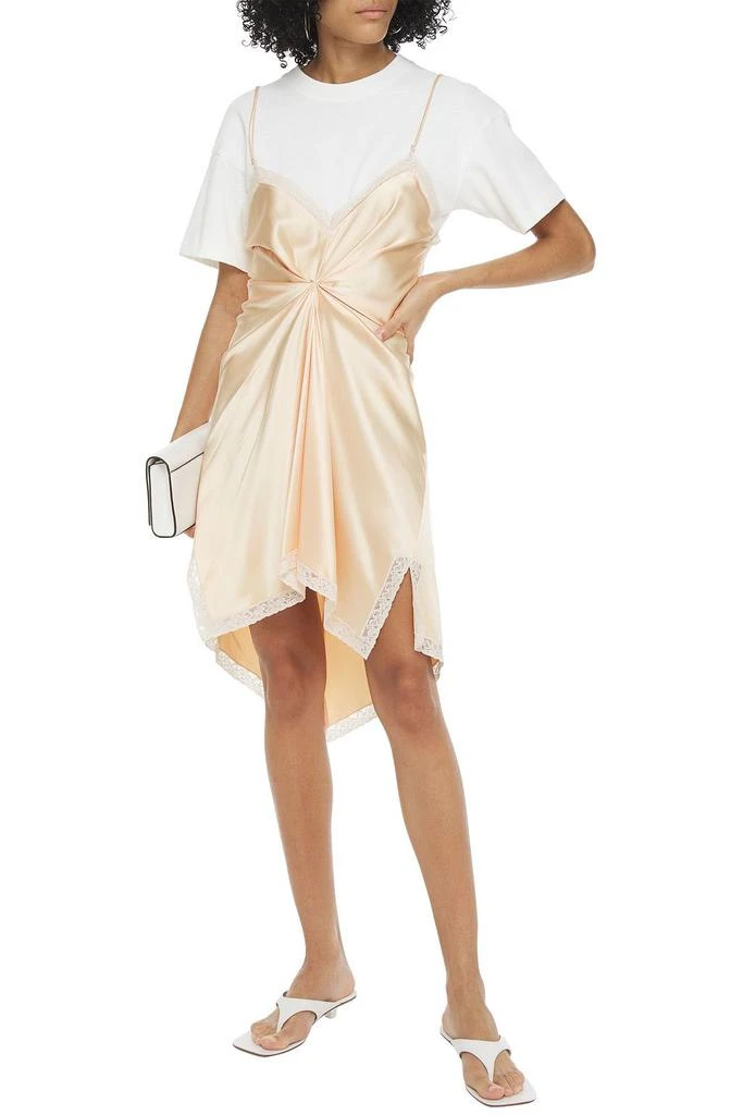 商品Alexander Wang|Asymmetric layered ruched jersey and silk-satin crepe mini dress,价格¥3010,第4张图片详细描述