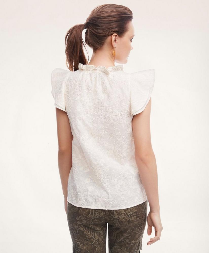 商品Brooks Brothers|Cotton Embroidered Flutter Sleeve Blouse,价格¥442,第6张图片详细描述
