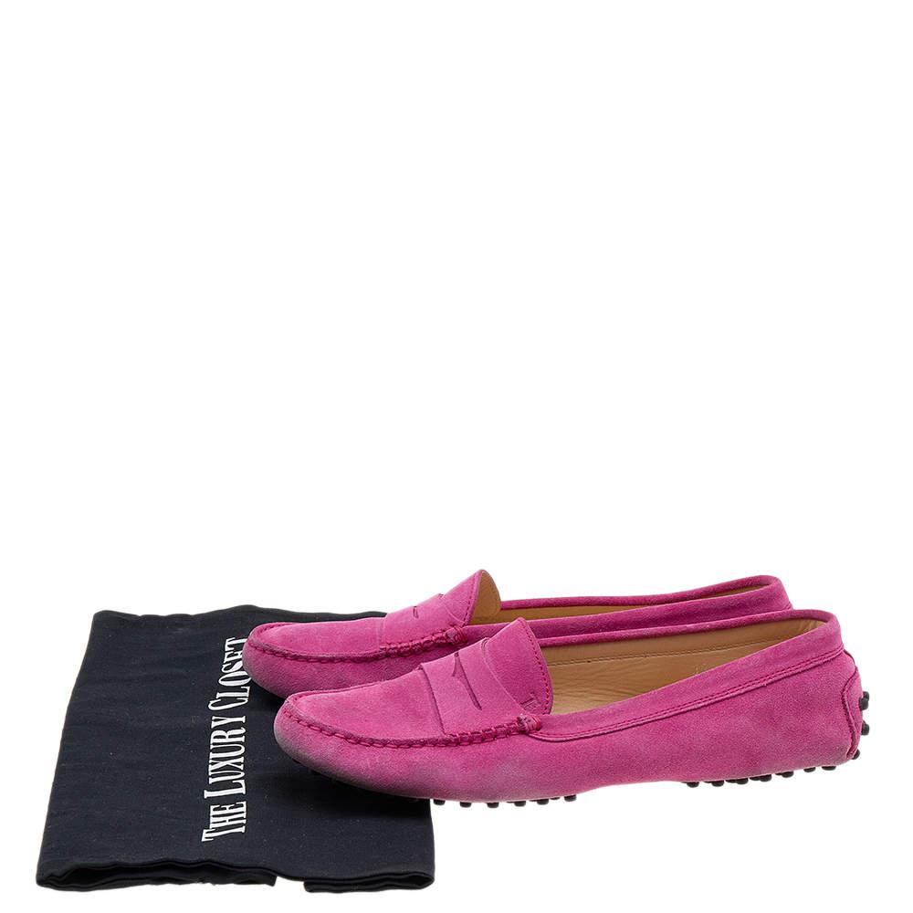 Tod's Pink Suede Penny Slip Loafers Size 39商品第9张图片规格展示