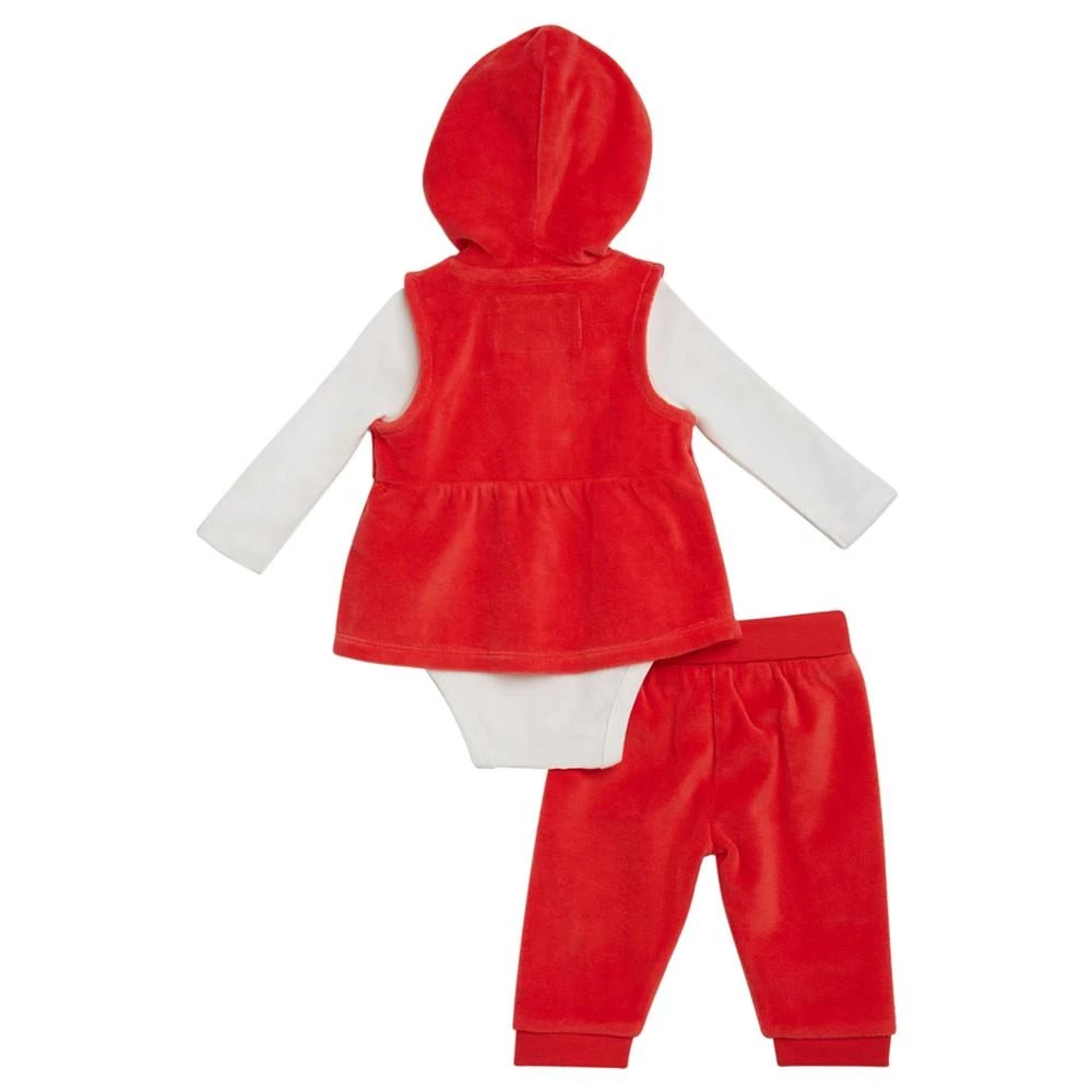商品GUESS|Baby Girls Metallic Print Bodysuit with Velour Vest and Joggers 3 Piece Set,价格¥233,第4张图片详细描述