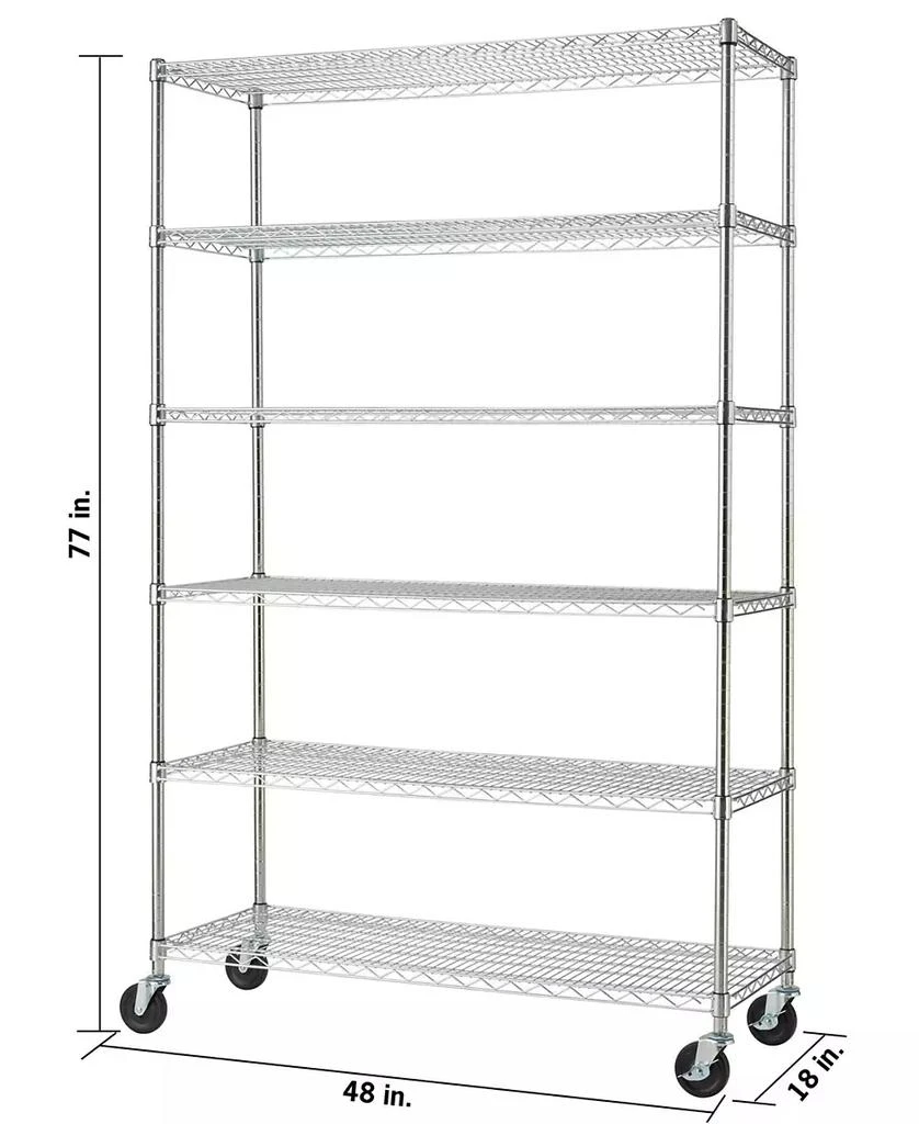 商品TRINITY|Basics 6-Tier Wire Shelving Rack Includes Wheels,价格¥3127,第3张图片详细描述