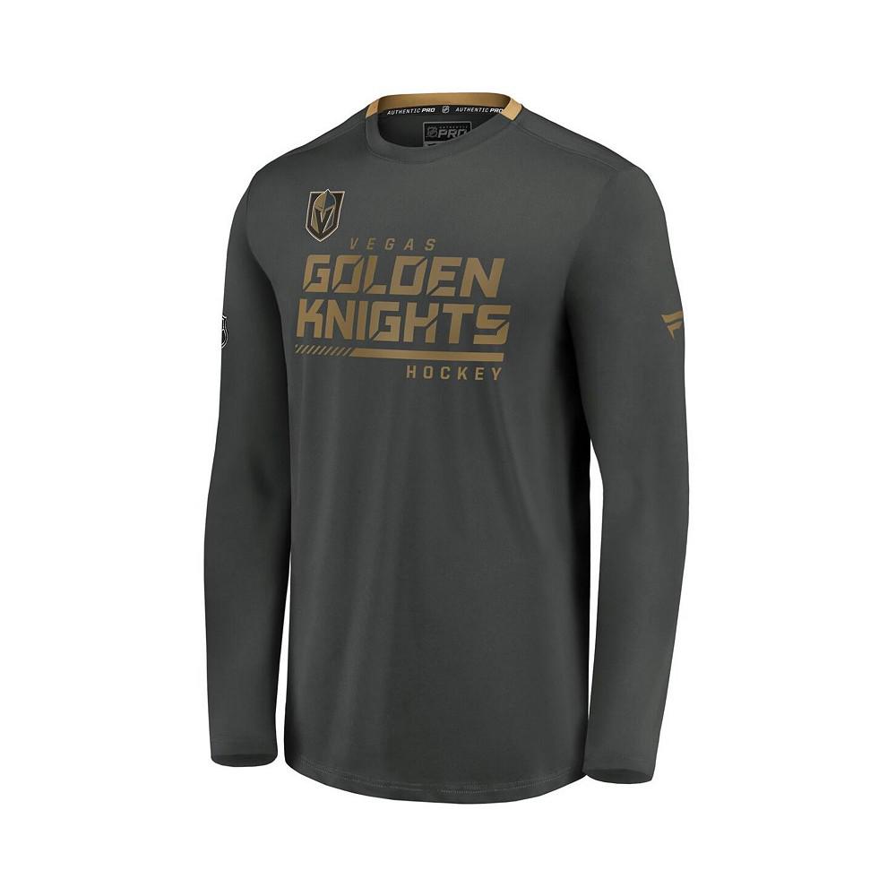 Men's Branded Gray Vegas Golden Knights Authentic Pro Locker Room Performance Long Sleeve T-shirt商品第3张图片规格展示