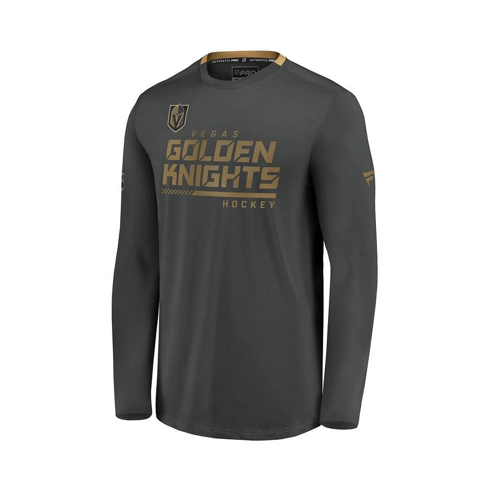 商品Fanatics|Men's Branded Gray Vegas Golden Knights Authentic Pro Locker Room Performance Long Sleeve T-shirt,价格¥454,第3张图片详细描述