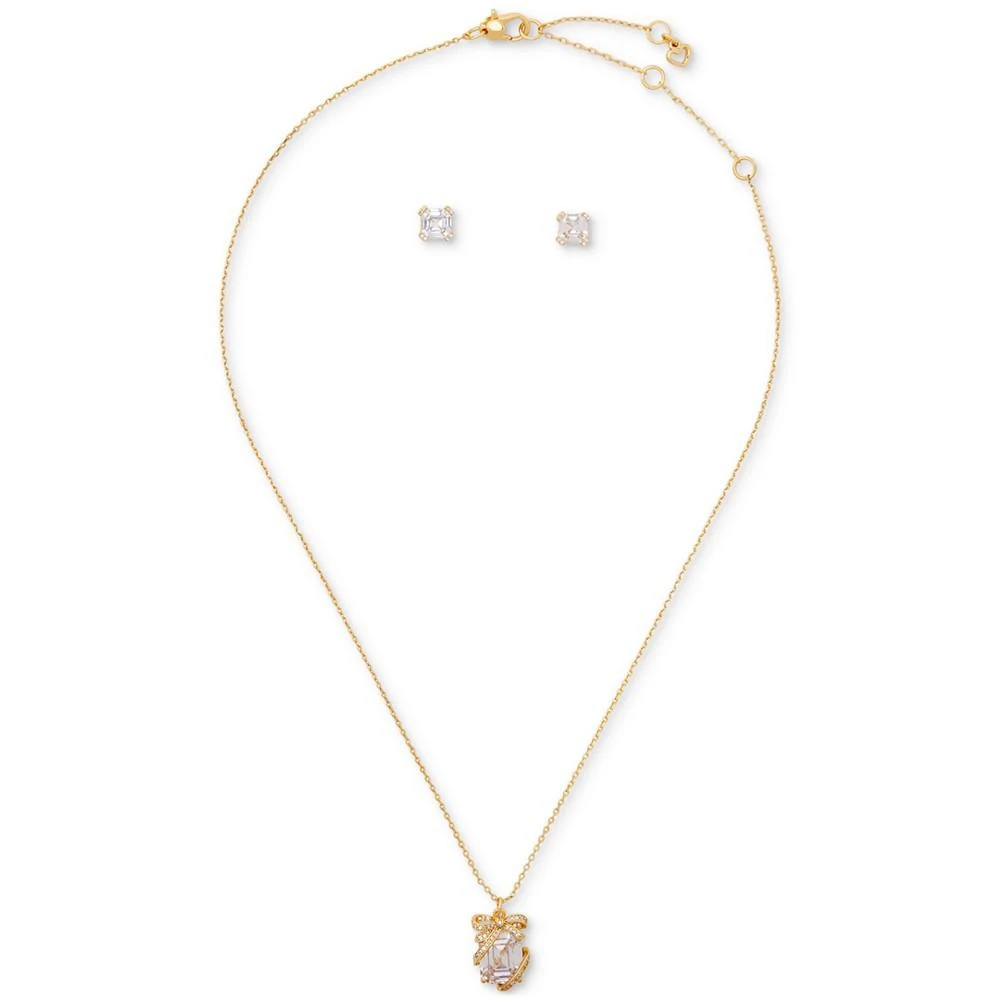 商品Kate Spade|Gold-Tone Crystal Present Stud Earrings & Pendant Necklace, 16" + 3" extender,价格¥479,第1张图片