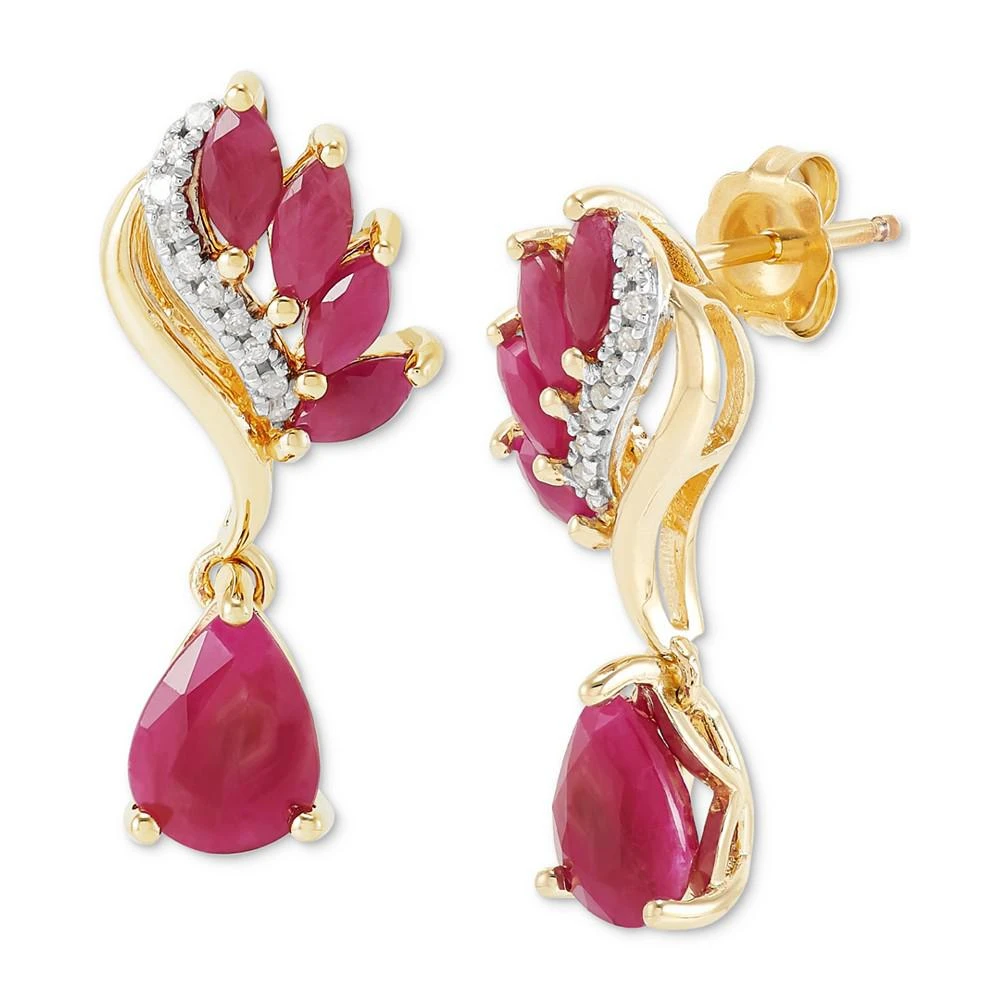 商品Macy's|Ruby (2-1/2 ct. tw.) & Diamond (1/20 ct. t.w.) Drop Earrings in 14k Gold,价格¥3646,第2张图片详细描述