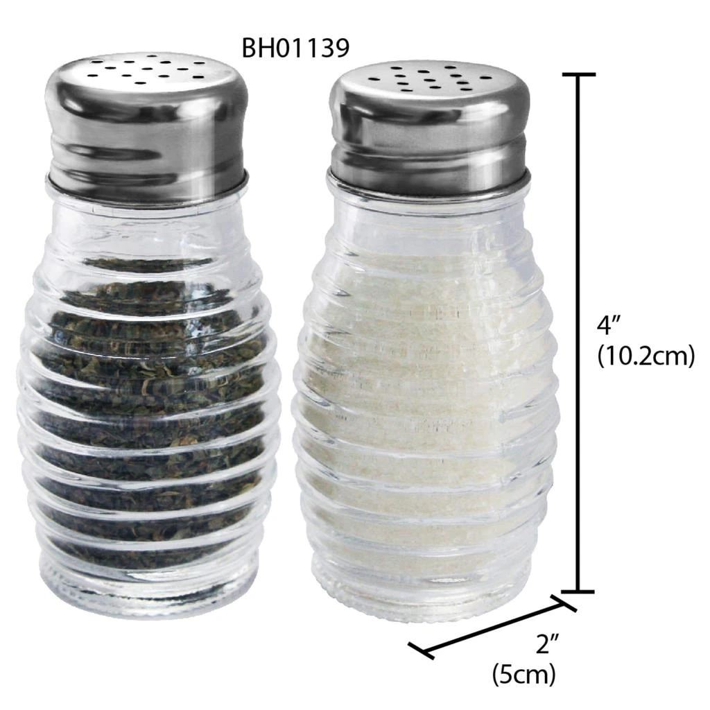 商品Home Basics|Home Basics Beehive 2 Piece Glass Salt and Pepper Set with Stainless Steel Sifter Tops,价格¥111,第2张图片详细描述