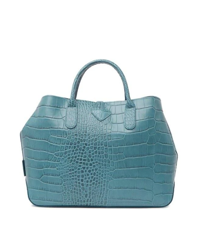 商品Longchamp|Longchamp Roseau Jade Croc-Embossed Top-Handle Women's Tote Bag L1986924323,价格¥1840,第2张图片详细描述