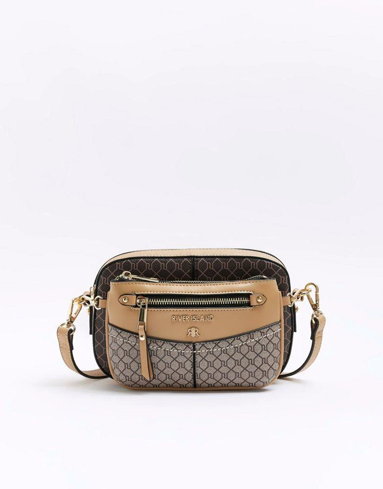 商品River Island|River Island Monogram small cross body bag in brown,价格¥369,第1张图片