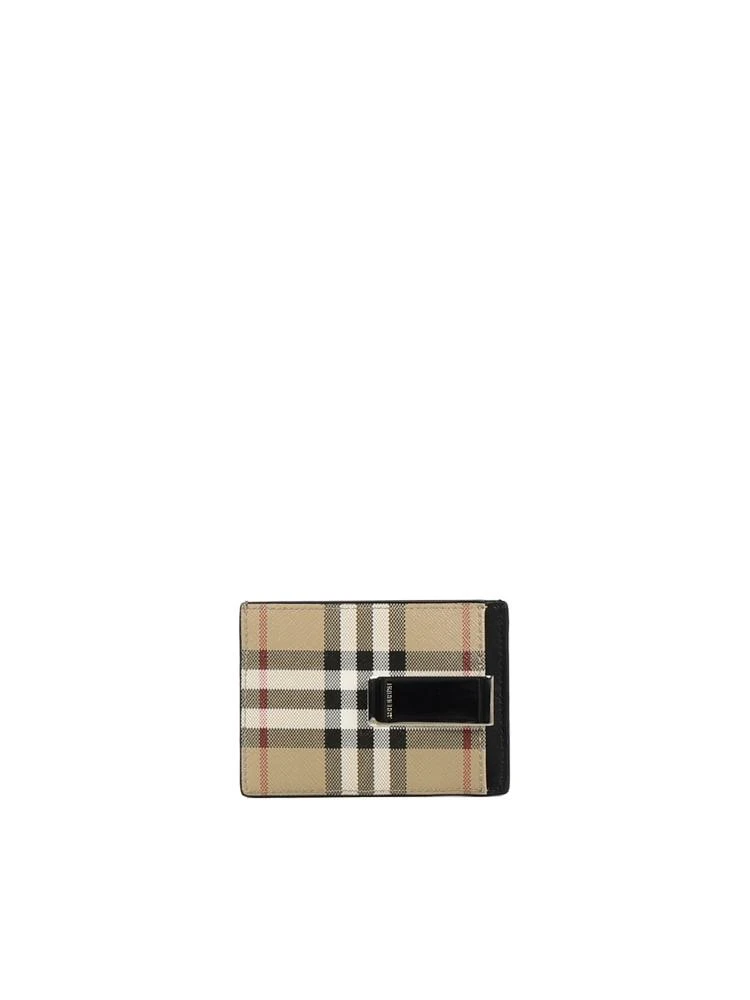 商品Burberry|Burberry Vintage Check Card Holder With Money Clip,价格¥2149,第3张图片详细描述