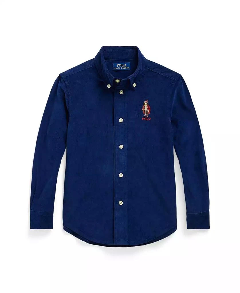 商品Ralph Lauren|Toddler and Little Boys Polo Bear Corduroy Shirt,价格¥309,第1张图片