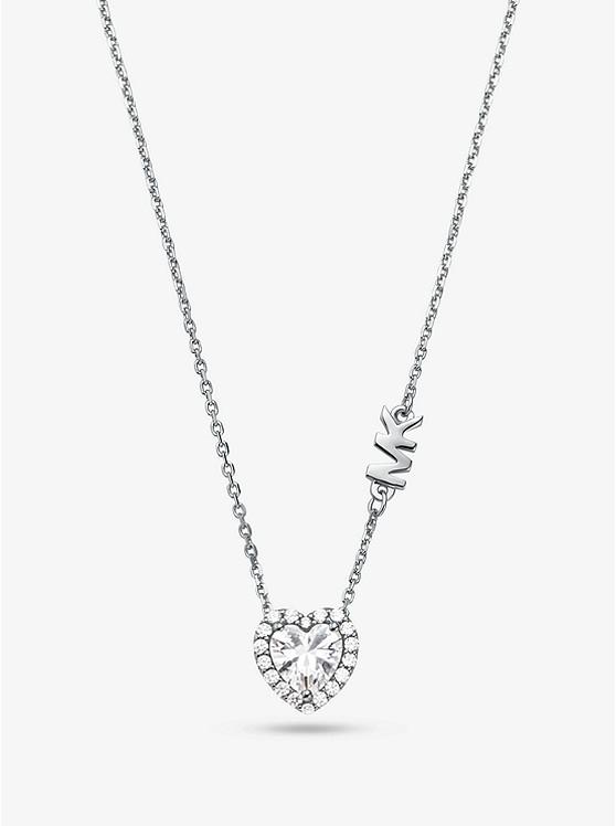 Sterling Silver Pavé Heart Necklace商品第1张图片规格展示