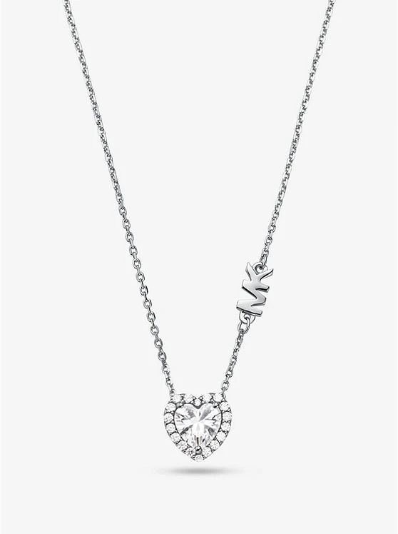 商品Michael Kors|Sterling Silver Pavé Heart Necklace,价格¥940,第1张图片