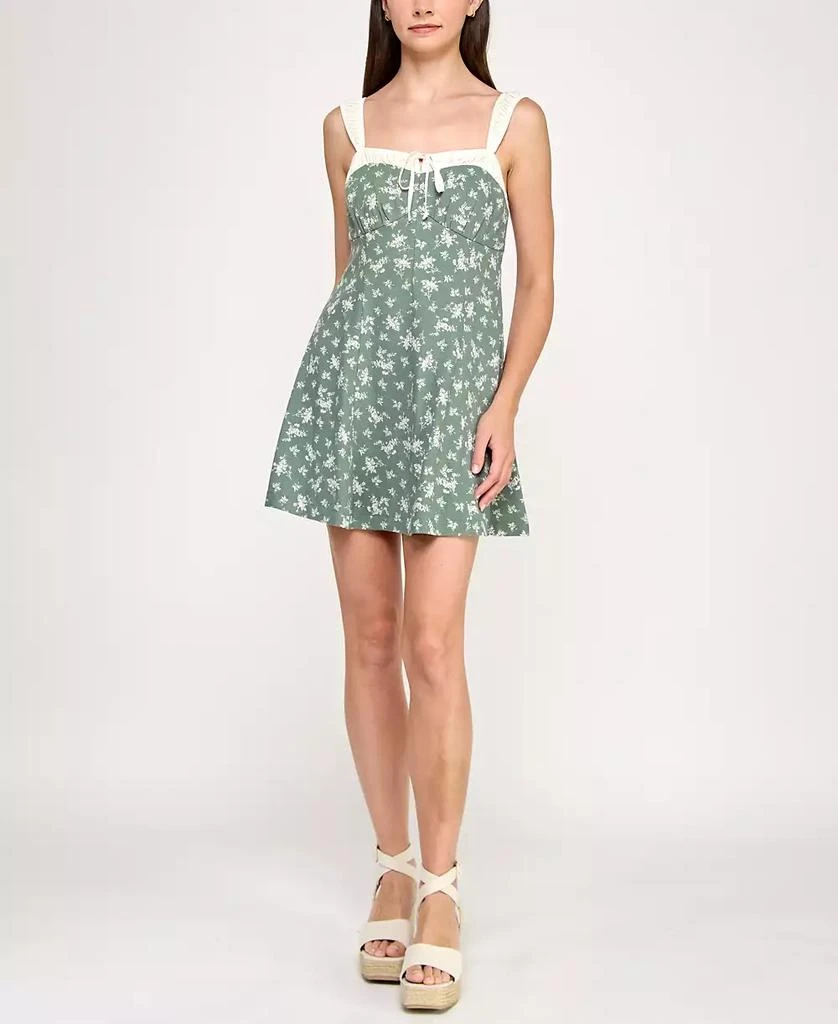 商品Trixxi|Juniors' Printed Contrast-Trim Sleeveless Fit & Flare Dress,价格¥440,第1张图片