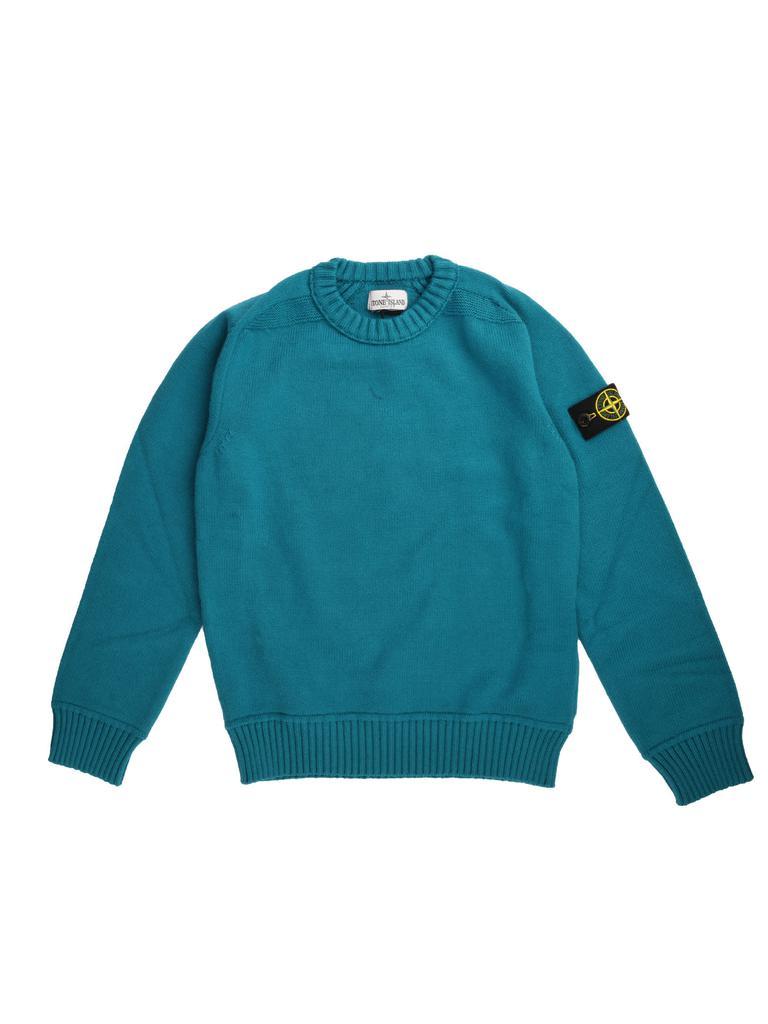 商品Stone Island Junior|Stone Island Junior Teal Wool Crew Neck Sweater,价格¥1444,第1张图片