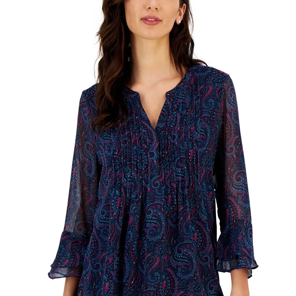 商品Charter Club|Women's Paisley Ruffle-Sleeve Top, Created for Macy's,价格¥212,第3张图片详细描述