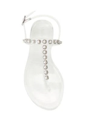 商品Stuart Weitzman|Pearl Crystal-Embellished Jelly Thong Sandals,价格¥442,第5张图片详细描述