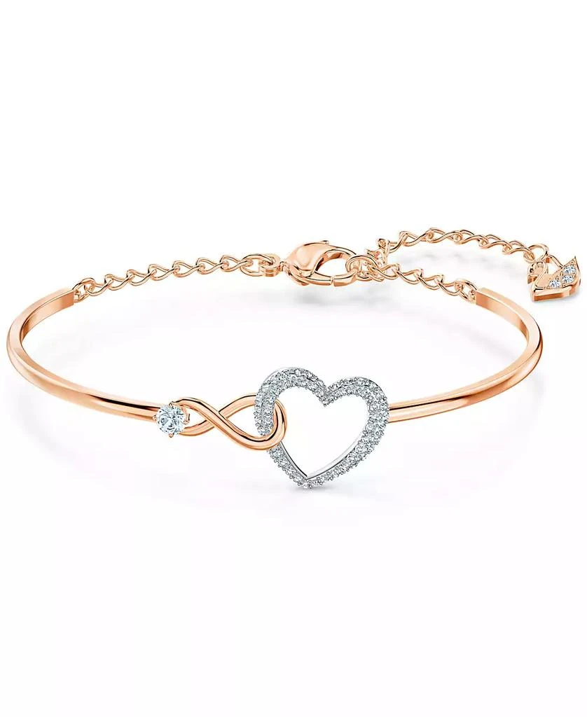 商品Swarovski|Two-Tone Crystal Heart & Infinity Symbol Bangle Bracelet,价格¥1289,第1张图片