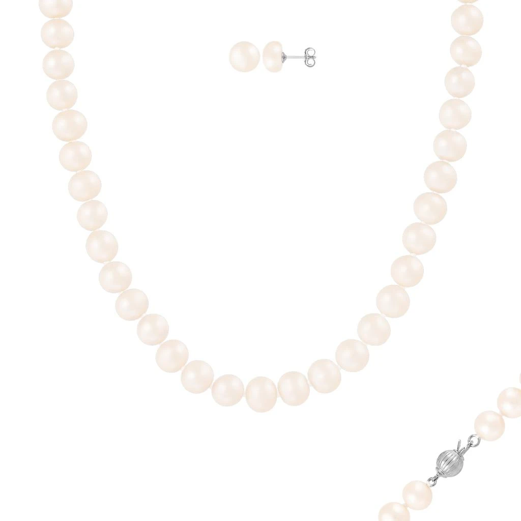 商品Splendid Pearls|Beautiful 2 Piece 8-9mm Freshwater Pearl Set, Sterling Silver,价格¥563,第1张图片