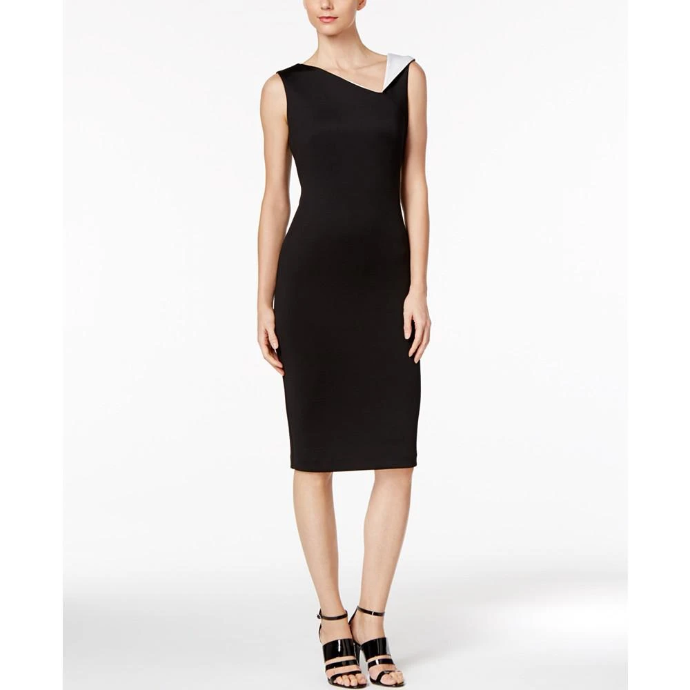 商品Calvin Klein|Contrast-Collar Sheath Dress,价格¥375,第1张图片