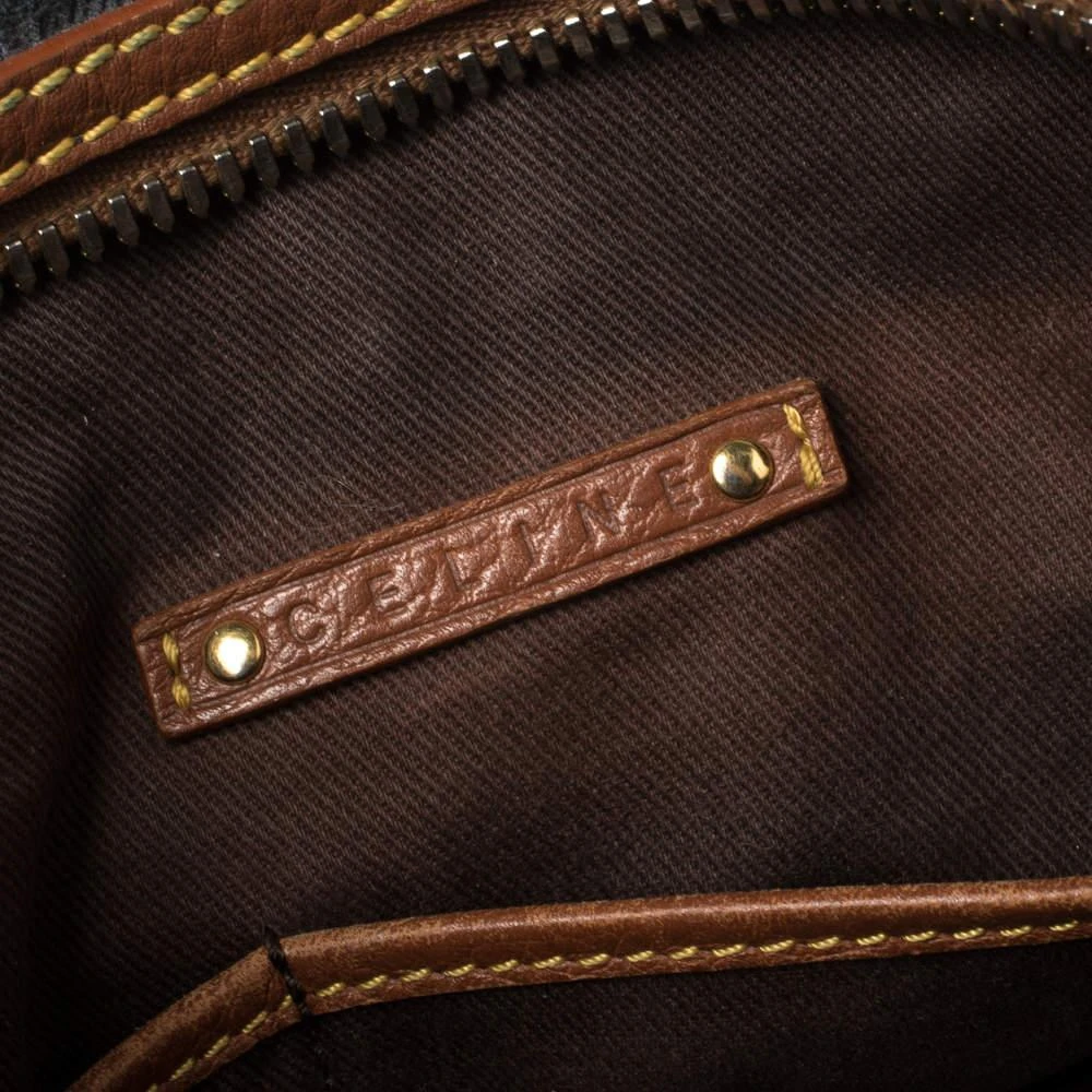 Celine Blue/Brown Macadam Denim and Leather Drawstring Pocket Satchel 商品