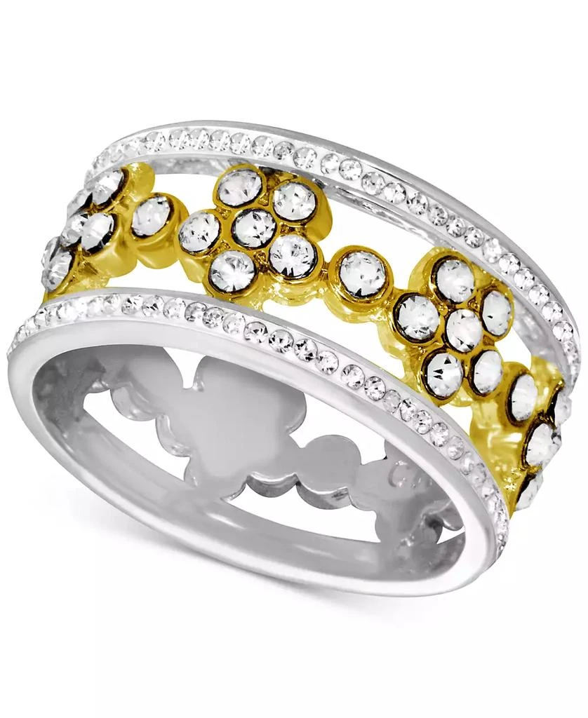 商品Essentials|Floral Crystal Openwork Band Ring in Two-Tone Plate,价格¥191,第1张图片