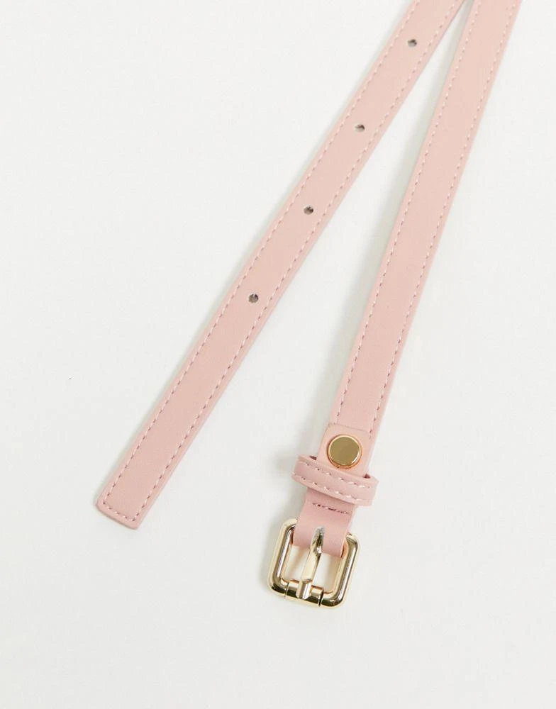 商品Mario Valentino|Valentino Bags Emma Winter skinny logo belt in pale pink,价格¥316,第4张图片详细描述