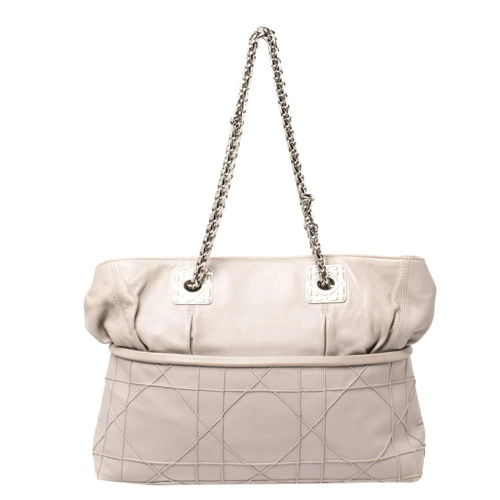 商品[二手商品] Dior|Dior Light Grey Cannage Leather Granville Chain Link Tote,价格¥2836,第1张图片