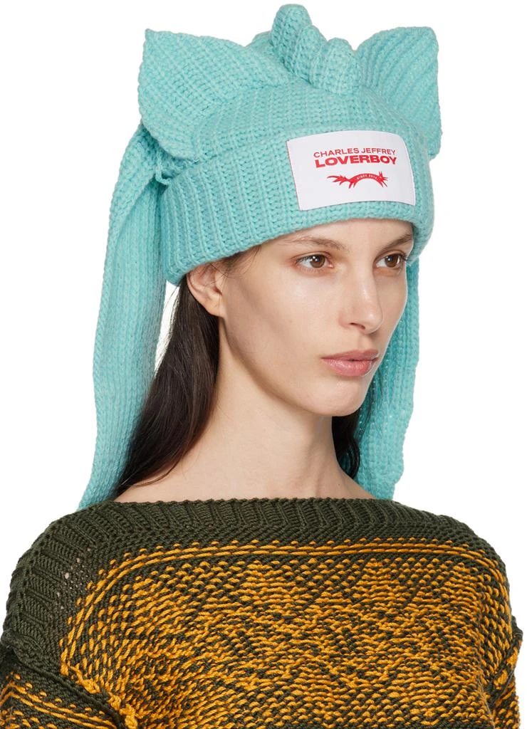 商品Charles Jeffrey Loverboy|SSENSE Exclusive Blue Chunky Kimera Beanie,价格¥944,第2张图片详细描述