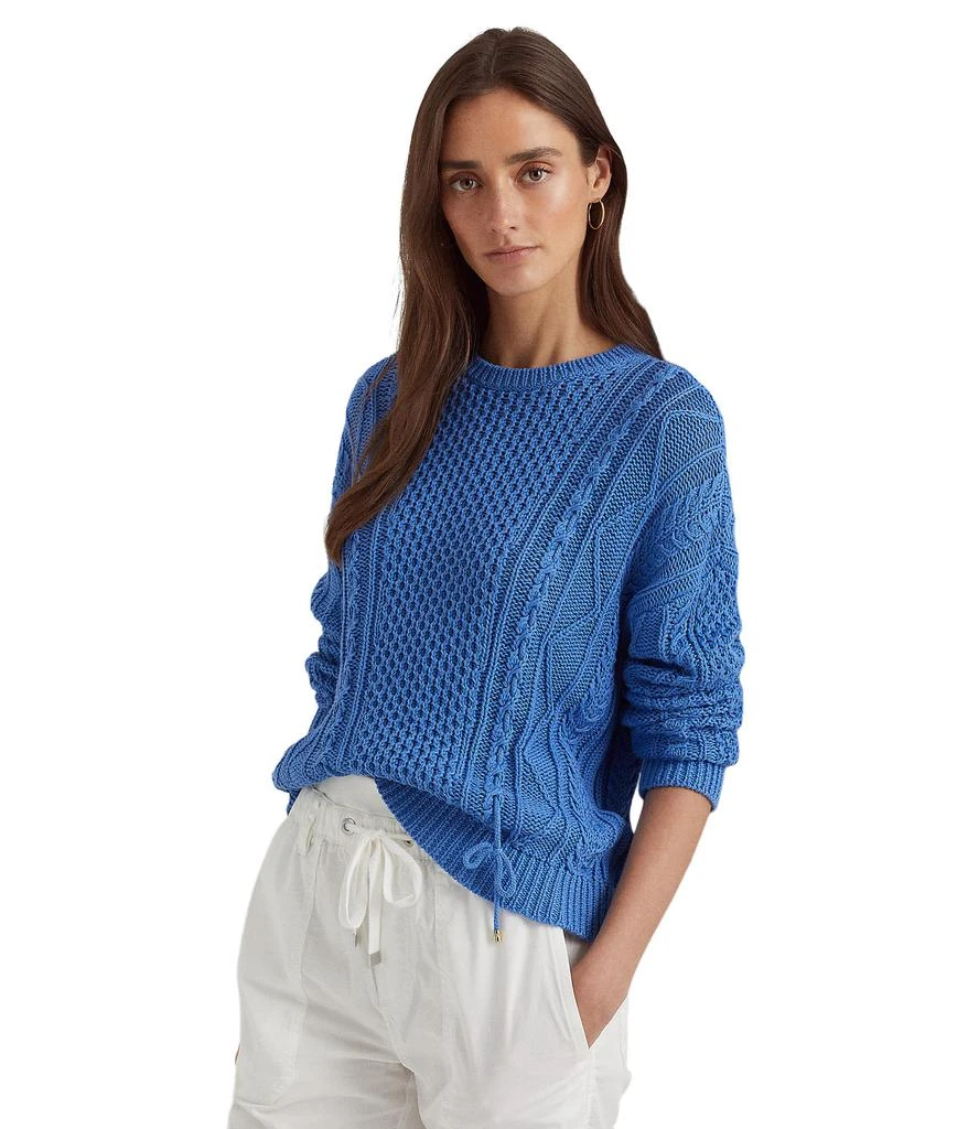 商品Ralph Lauren|Lacing Cable-Knit Cotton Sweater,价格¥1085,第1张图片