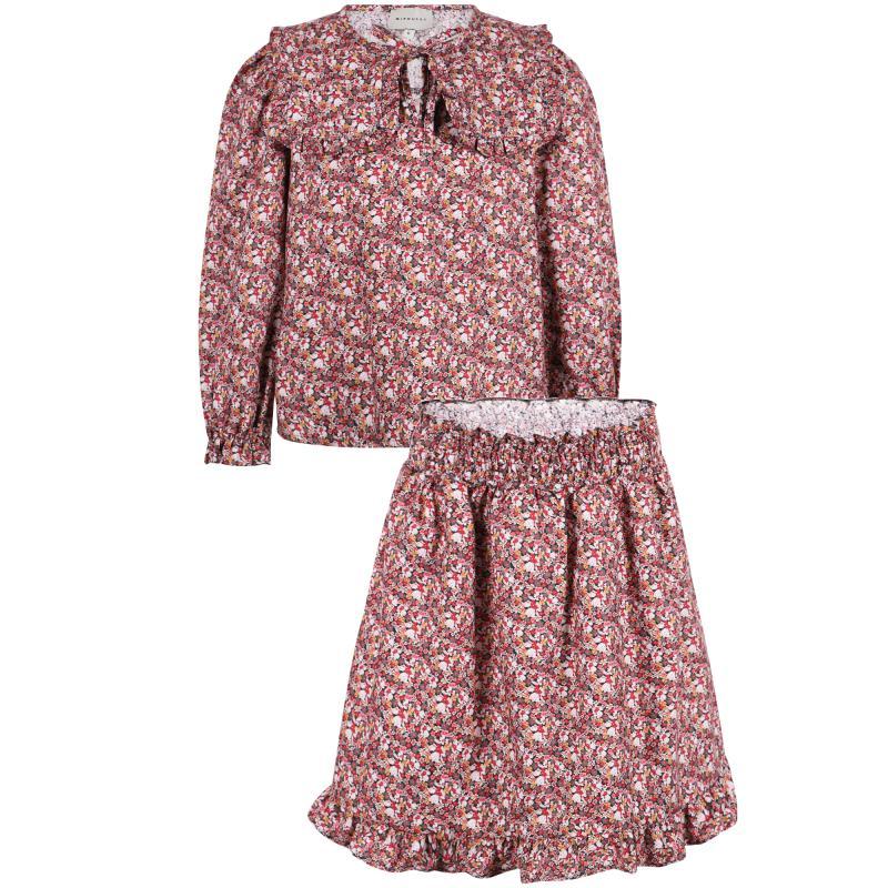 商品MIPOUNET|Floral print popelin blouse with collar and skirt in burgundy,价格¥2436,第1张图片