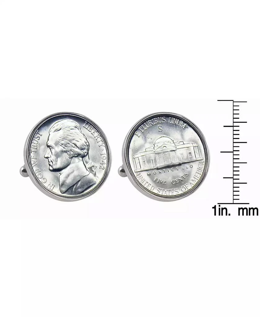 商品American Coin Treasures|Silver Jefferson Nickel Wartime Nickel Bezel Coin Cuff Links,价格¥386,第2张图片详细描述