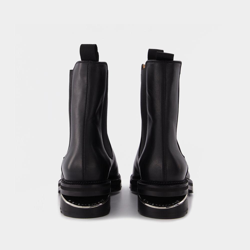 Low-Heeled Andie Cut-Out Boots in Black Box Calf Leather商品第3张图片规格展示