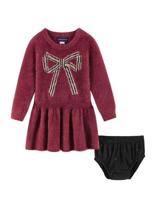 商品Andy & Evan|Baby Girl's 2-Piece Bow Faux Fur Sweater Dress & Bloomers Set,价格¥306,第1张图片