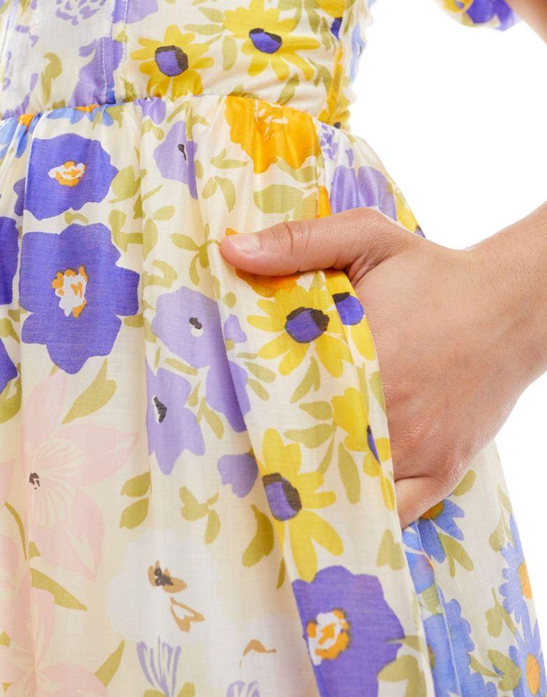 & other stories linen blend midi dress in floral print GORGEOUS & OTHER STORIES Belted Linen Midi Floral Dress
