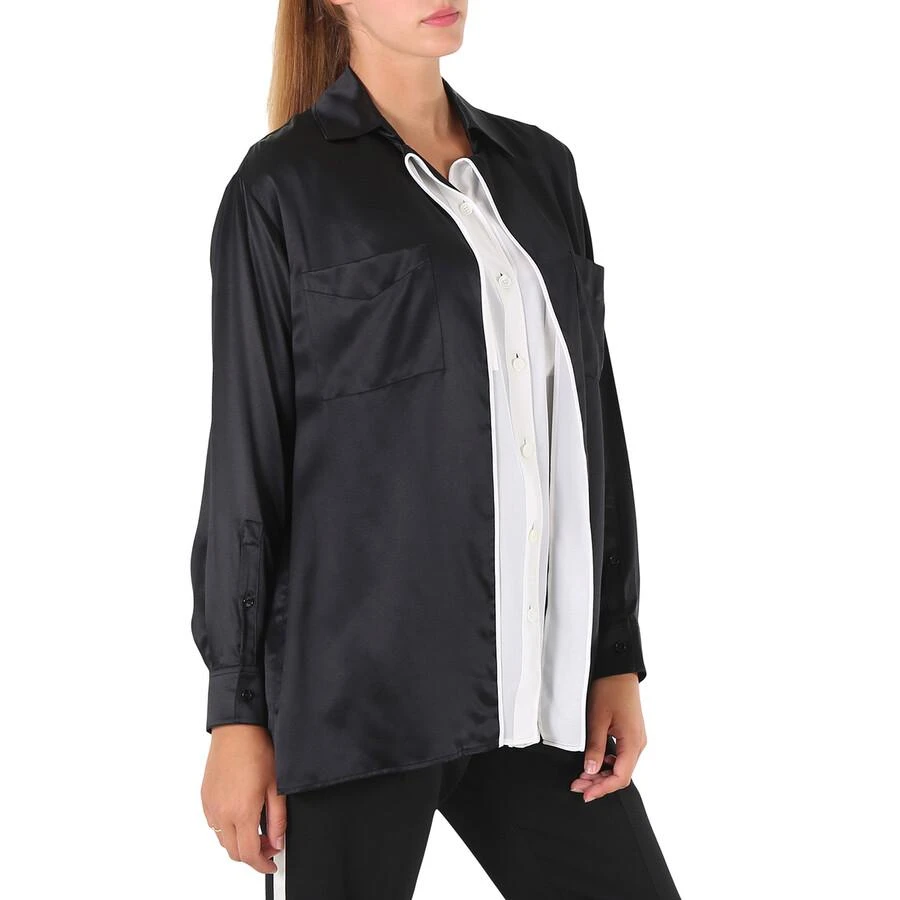 商品Burberry|Ladies Black Logo Applique Silk Satin Long Sleeve Shirt,价格¥1271,第3张图片详细描述