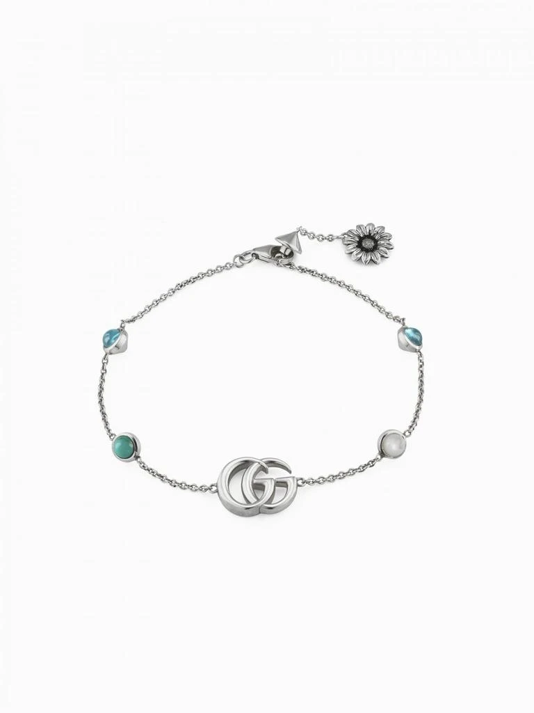 商品Gucci|Gucci GG Marmont bracelet in silver with blue monogram and mother-of-pearl,价格¥3085,第1张图片