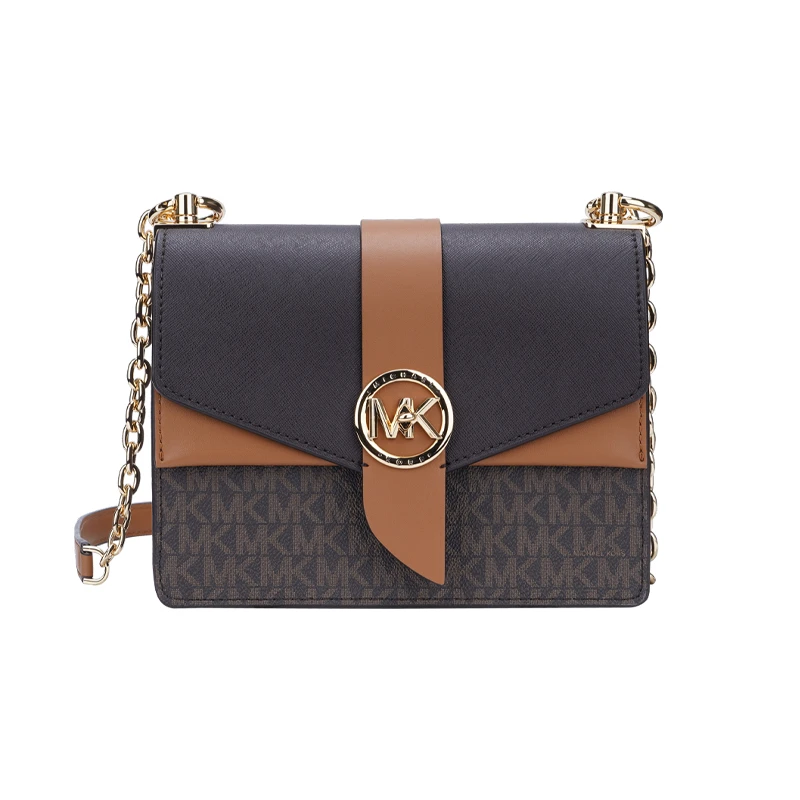 商品Michael Kors|Michael kors GREENWICH 小号女士PVC配皮单肩斜挎信封包 32S1GGRC0B-BRN-ACORN 送礼好物,价格¥1664,第1张图片