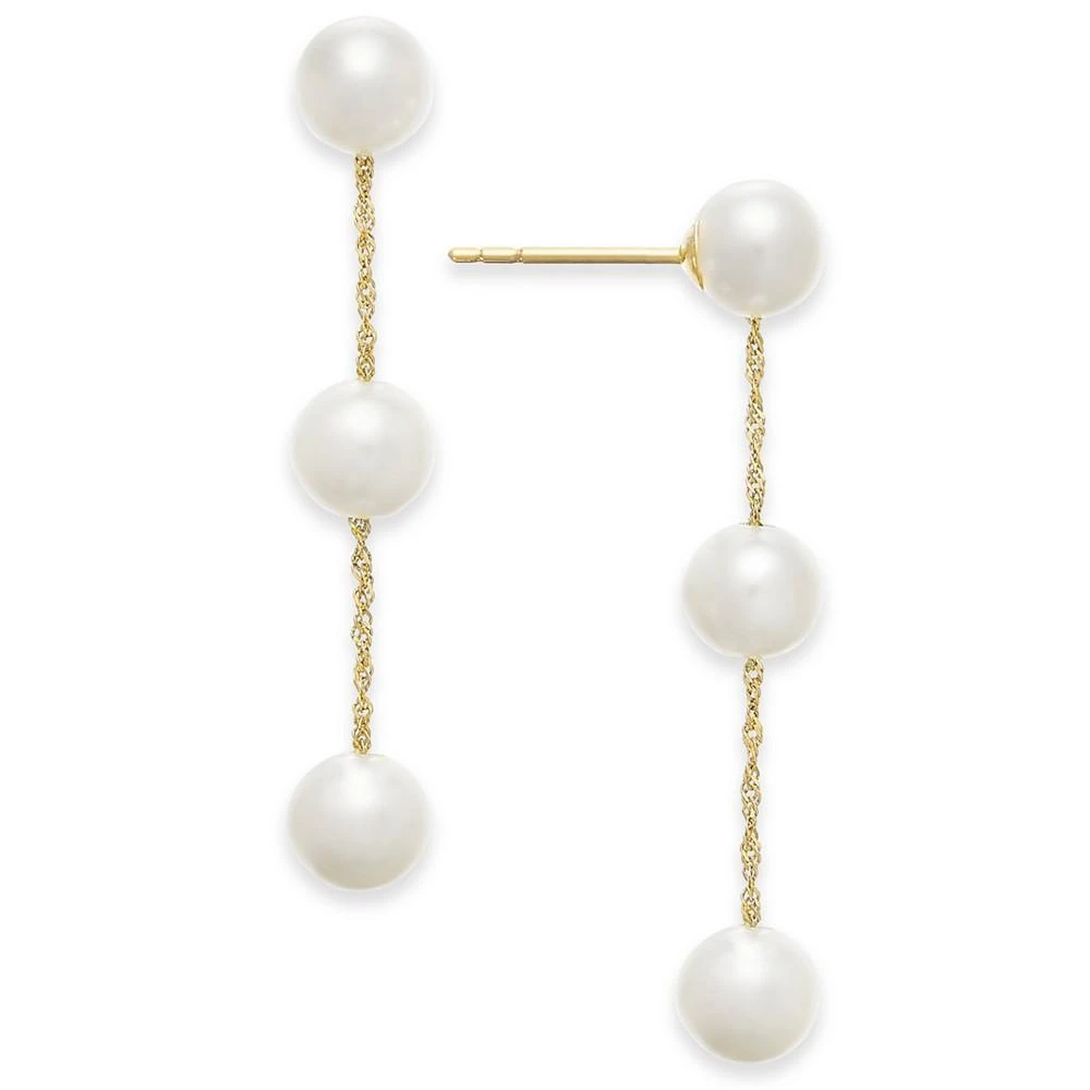 商品Effy|EFFY® Cultured Freshwater Pearl Triple Drop Earrings in 14k Yellow, White or Rose Gold (5mm),价格¥2603,第2张图片详细描述