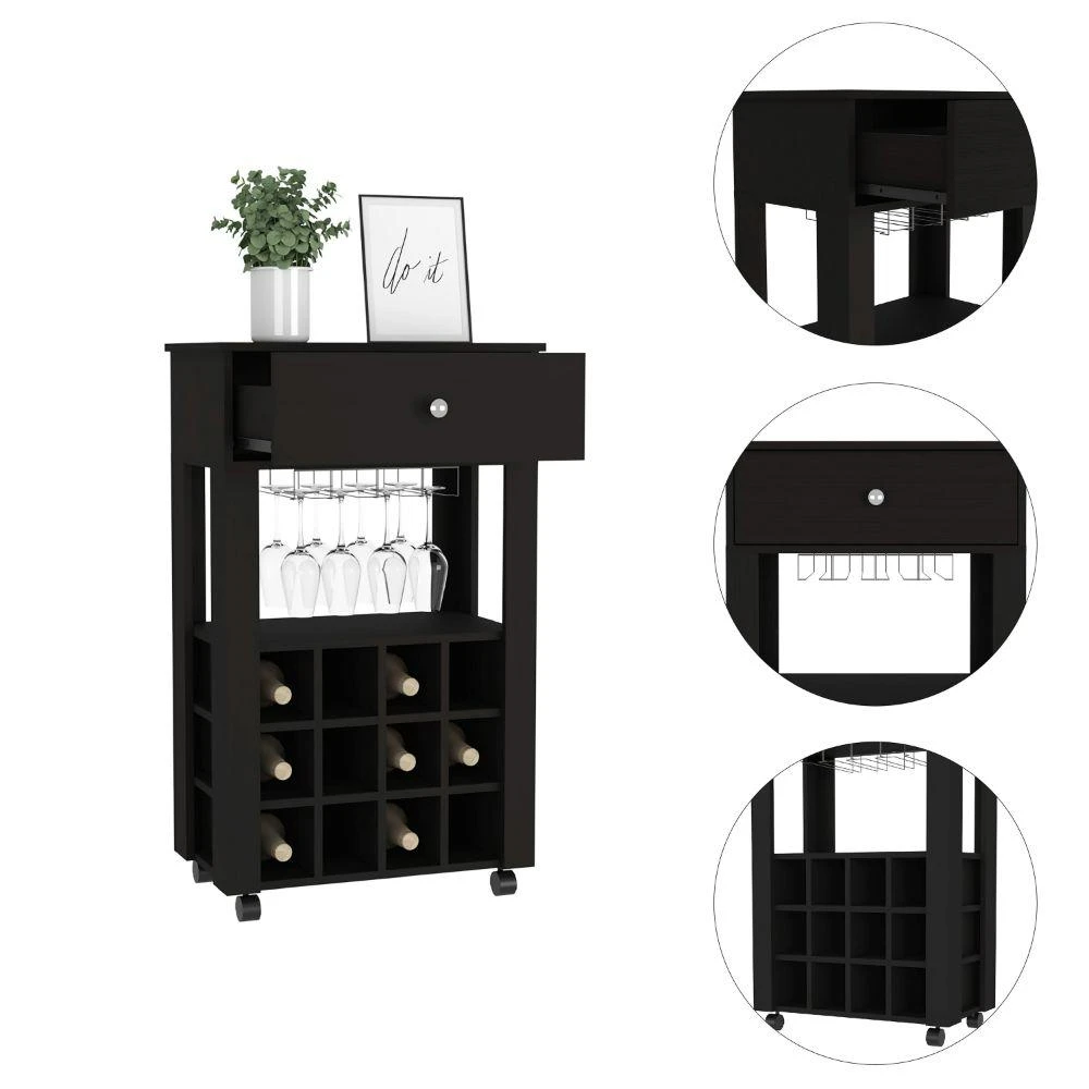 商品Streamdale Furniture|Streamdale Ambler 1-Drawer 12-Bottle Wine Cabinet Light,价格¥1755,第5张图片详细描述