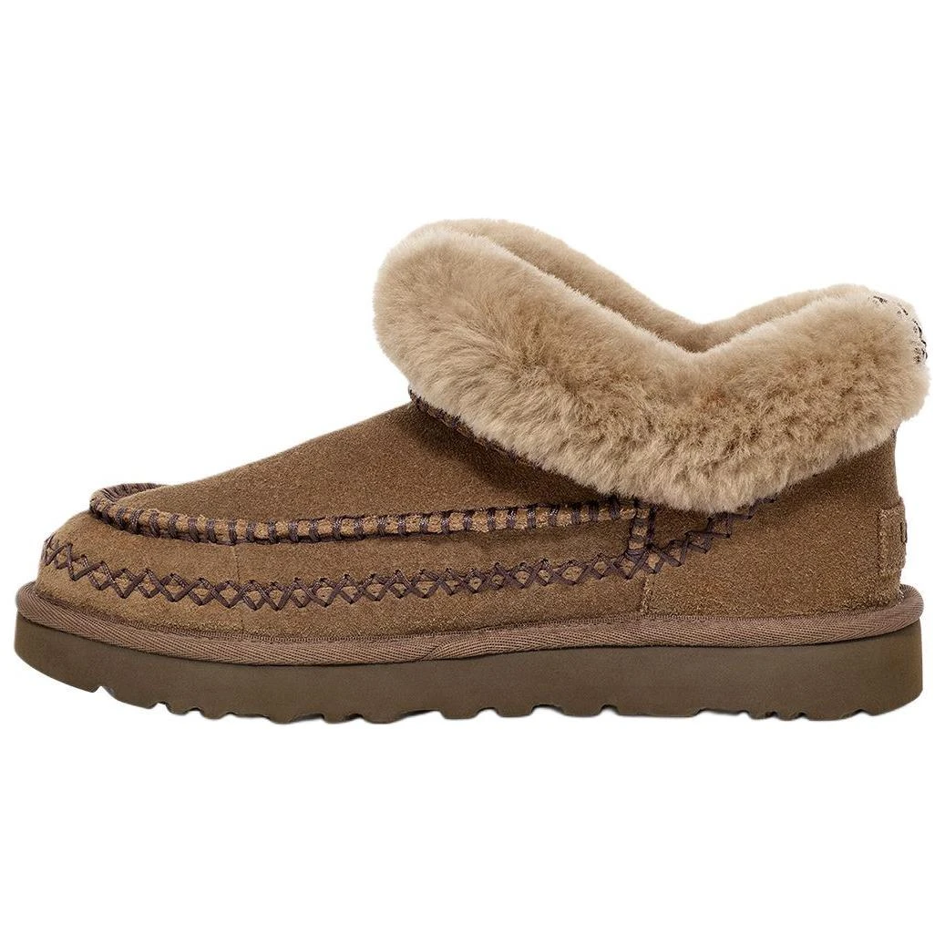 商品[国内直发] UGG|牛剖层革 保暖 时尚 及踝 雪地靴 女款 胡桃木色,价格¥1229,第1张图片