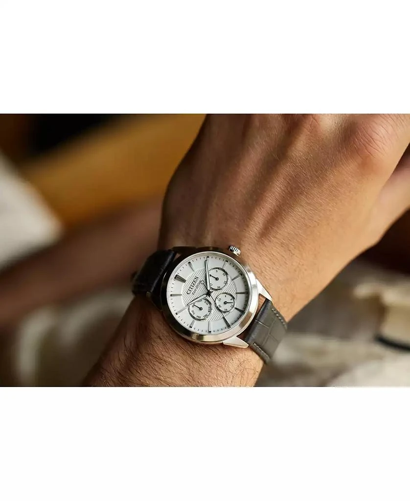 商品Citizen|Eco-Drive Men's Rolan Gray Leather Strap Watch 40mm,价格¥2396,第3张图片详细描述