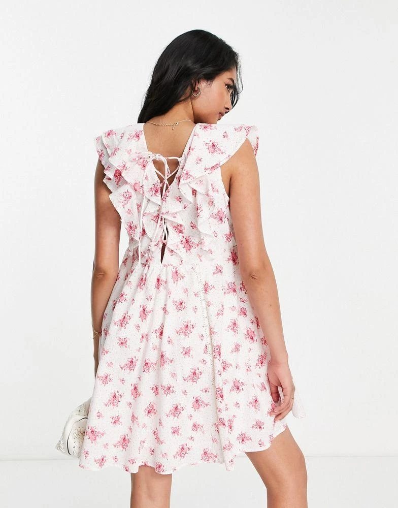 商品River Island|River Island frill smock mini dress in pink,价格¥253,第2张图片详细描述