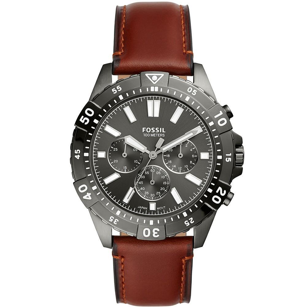 商品Fossil|Men's Garrett Brown Leather Strap Watch 44mm,价格¥514,第1张图片