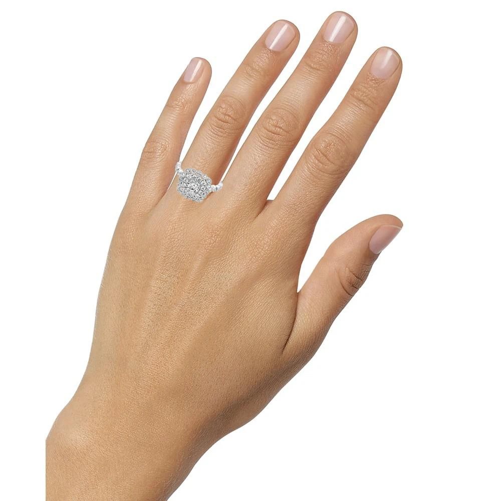 商品Macy's|Diamond Halo Beaded Double Halo Engagement Ring (7/8 ct. t.w.) in 14k White Gold,价格¥12293,第2张图片详细描述