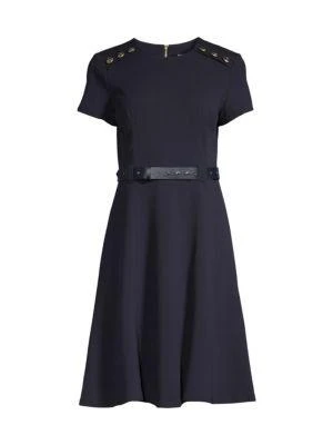 商品Karl Lagerfeld Paris|Belted Fit-&-Flare Dress,价格¥525,第3张图片详细描述