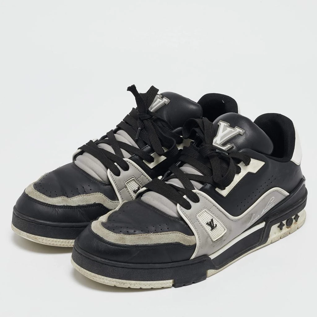 商品[二手商品] Louis Vuitton|Louis Vuitton Black/Grey Leather LV Trainer Sneakers Size 42,价格¥4645,第2张图片详细描述