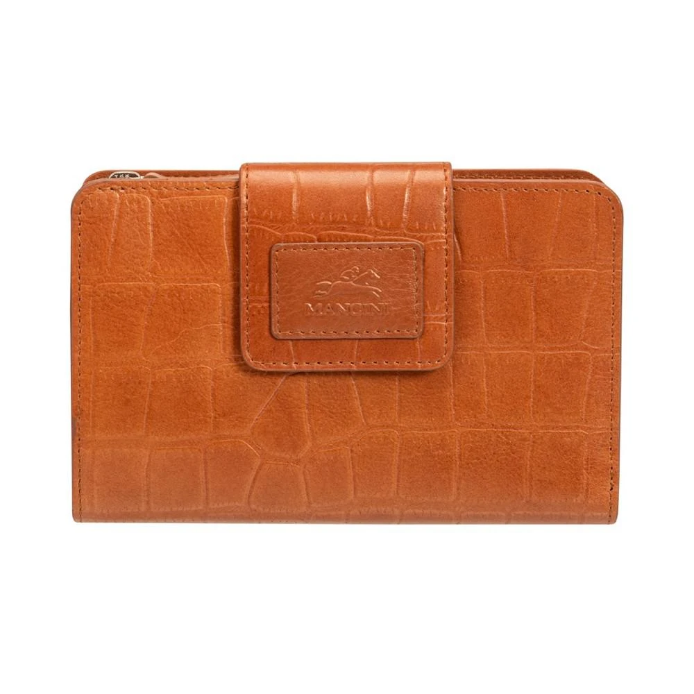 商品Mancini Leather Goods|Women's Croco Collection RFID Secure Mini Clutch Wallet,价格¥698,第1张图片
