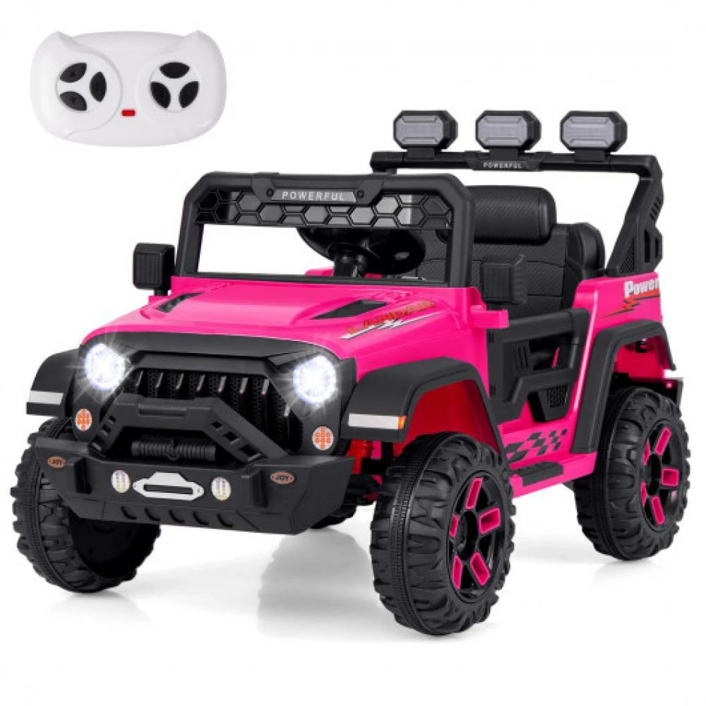 商品Hivvago|12V Electric Kids Ride on Truck with Remote Control and Music-Pink,价格¥2154,第3张图片详细描述