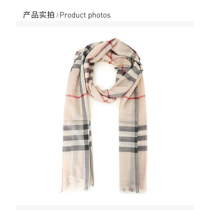 商品Burberry|香港直邮Burberry 巴宝莉 中性驼色格纹围巾 8015407,价格¥4417,第12张图片详细描述